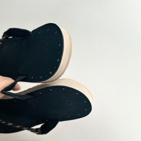 UGG Black Gold Textile Leather Rubber Outsole Flip Flops size 10 - Picture 12 of 14